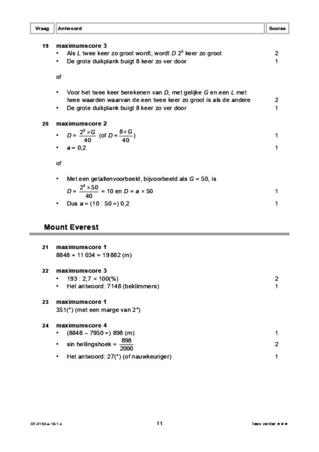 Correctievoorschrift examen VMBO GLTL wiskunde 2019, tijdvak 1. Pagina 11