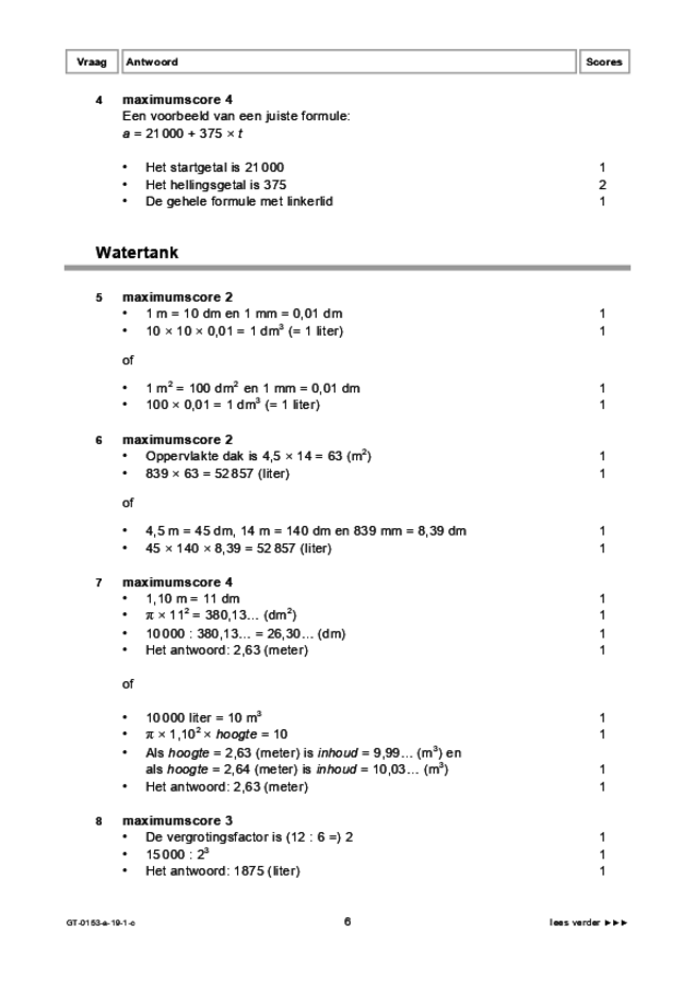 Correctievoorschrift examen VMBO GLTL wiskunde 2019, tijdvak 1. Pagina 6