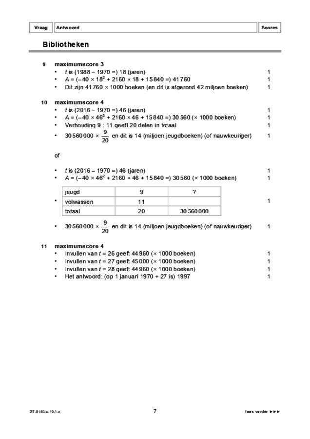 Correctievoorschrift examen VMBO GLTL wiskunde 2019, tijdvak 1. Pagina 7