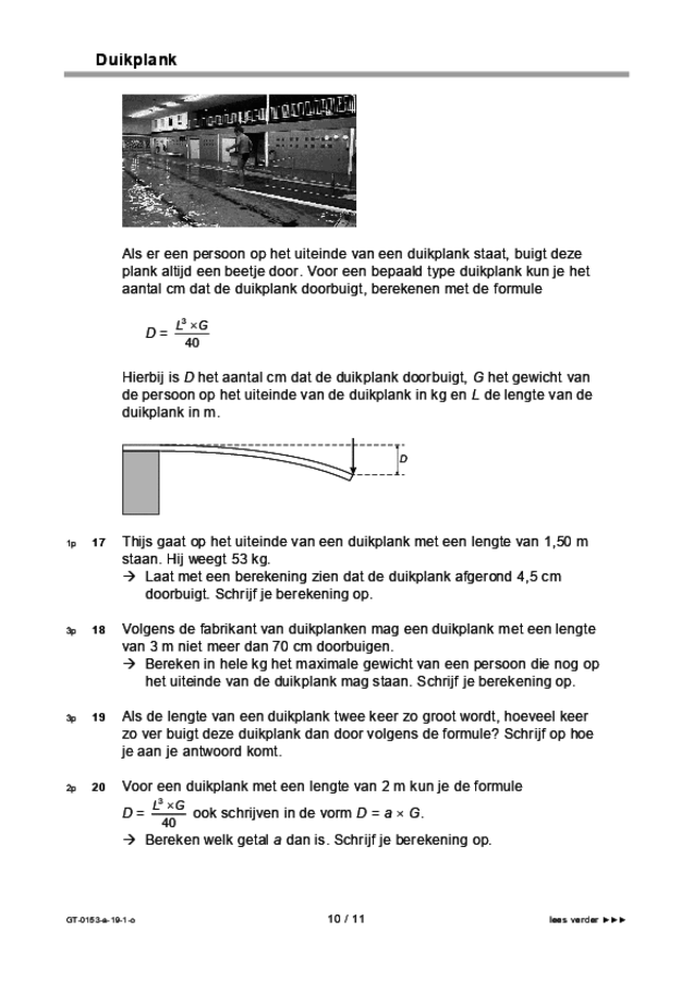 Opgaven examen VMBO GLTL wiskunde 2019, tijdvak 1. Pagina 10