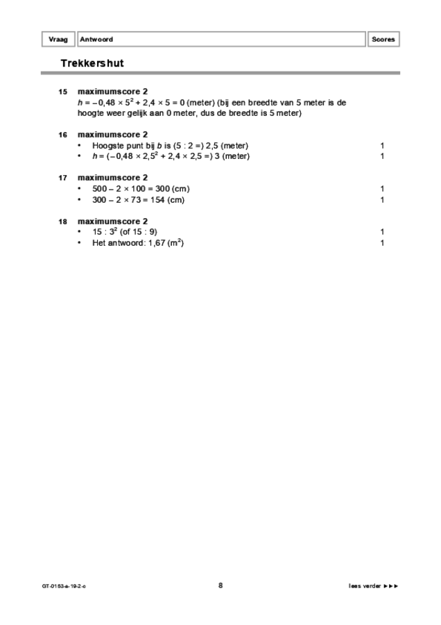 Correctievoorschrift examen VMBO GLTL wiskunde 2019, tijdvak 2. Pagina 8