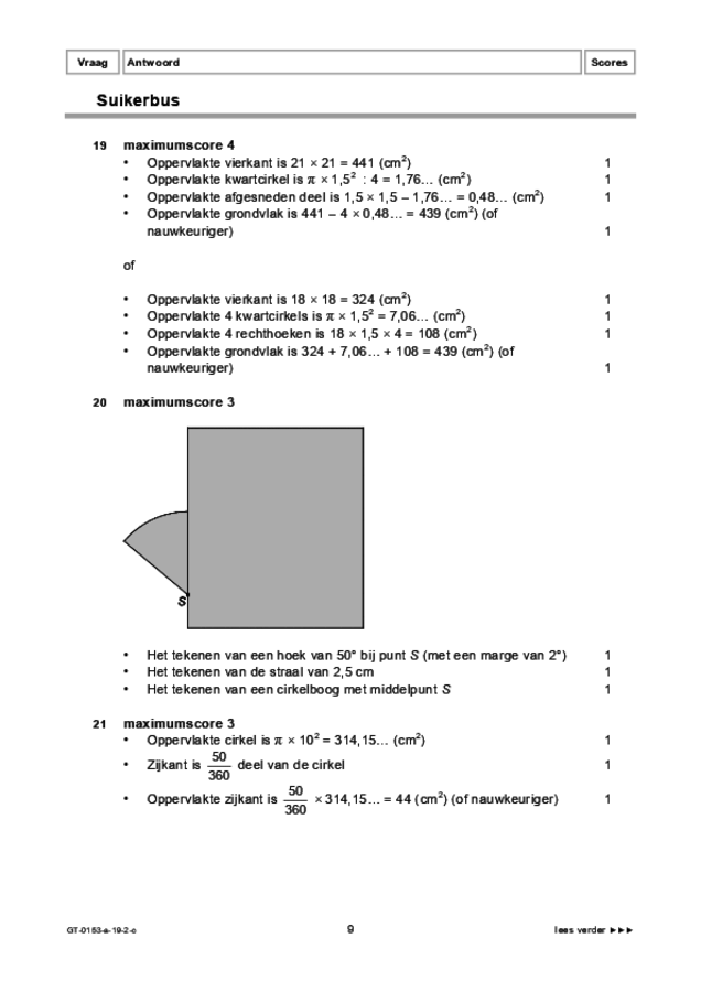 Correctievoorschrift examen VMBO GLTL wiskunde 2019, tijdvak 2. Pagina 9