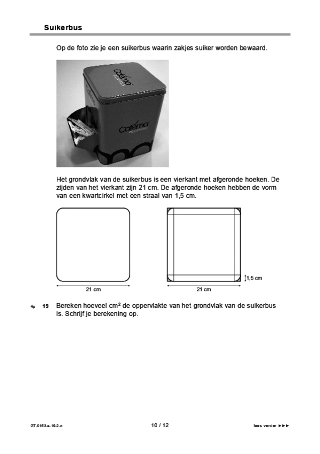Opgaven examen VMBO GLTL wiskunde 2019, tijdvak 2. Pagina 10