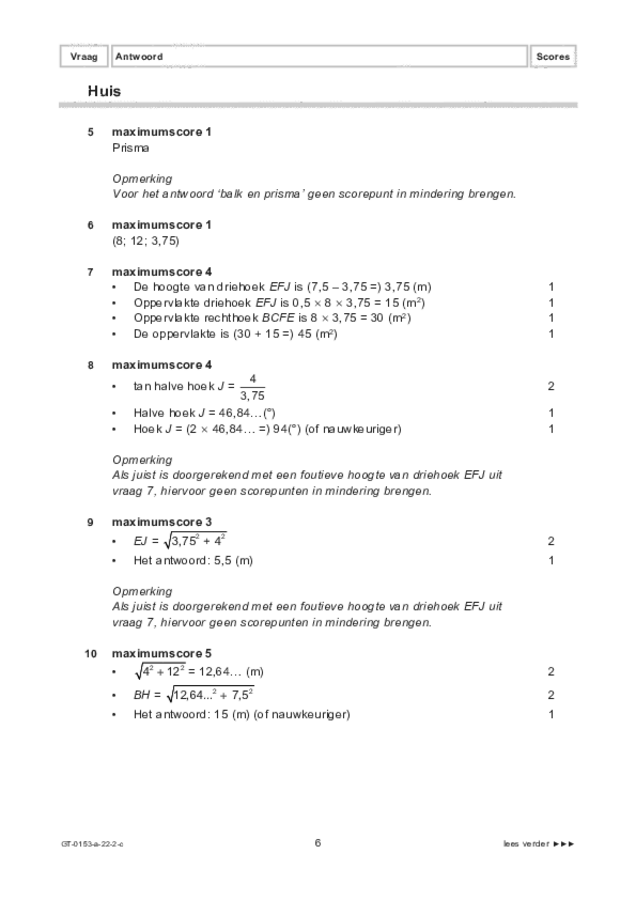 Correctievoorschrift examen VMBO GLTL wiskunde 2022, tijdvak 2. Pagina 6