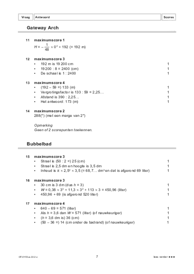 Correctievoorschrift examen VMBO GLTL wiskunde 2022, tijdvak 2. Pagina 7