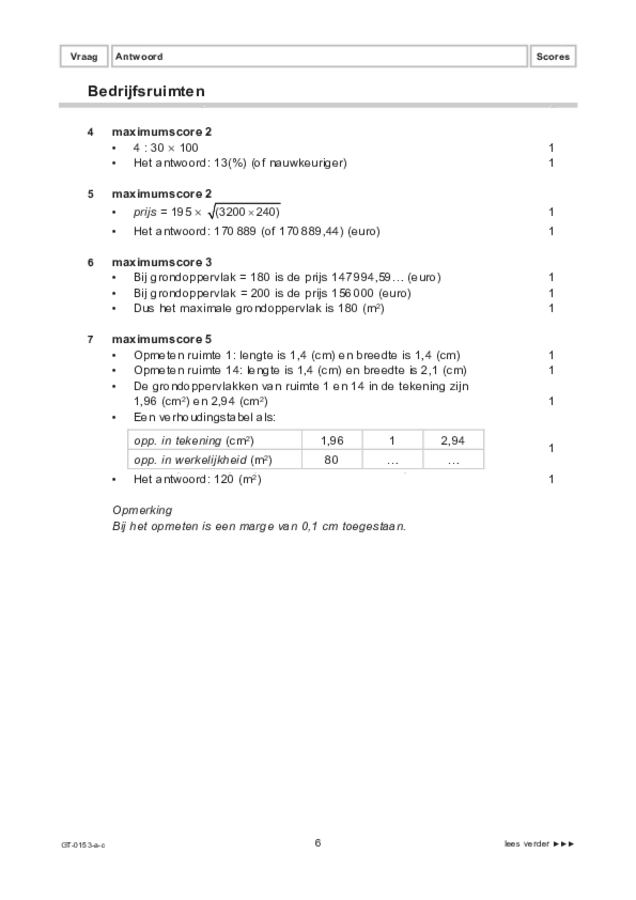 Correctievoorschrift examen VMBO GLTL wiskunde 2022, tijdvak 3. Pagina 6