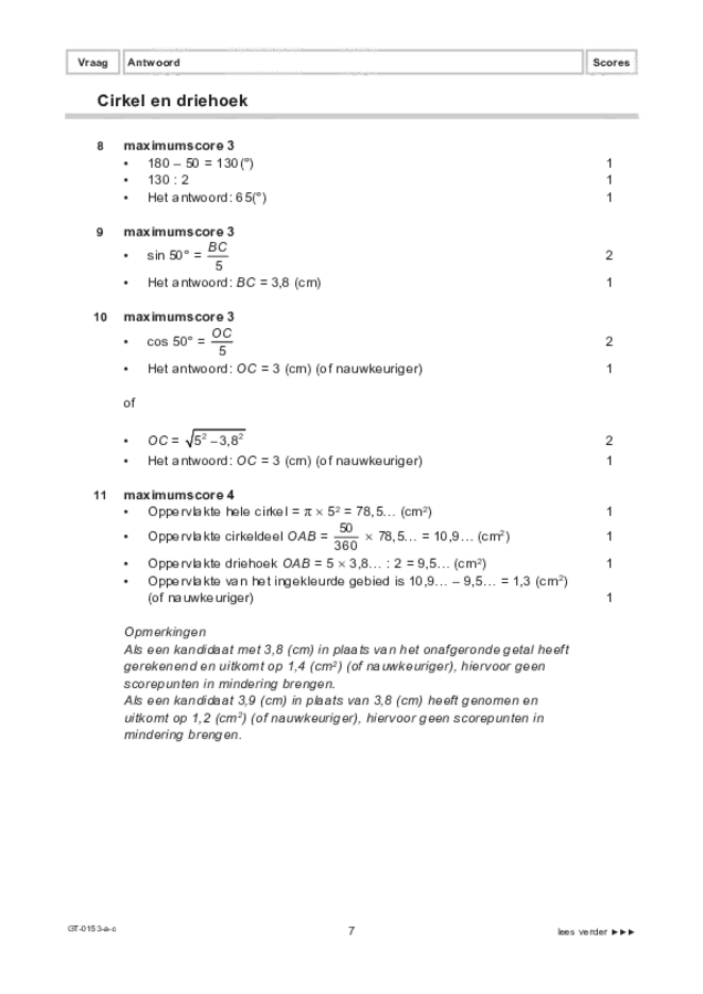 Correctievoorschrift examen VMBO GLTL wiskunde 2022, tijdvak 3. Pagina 7