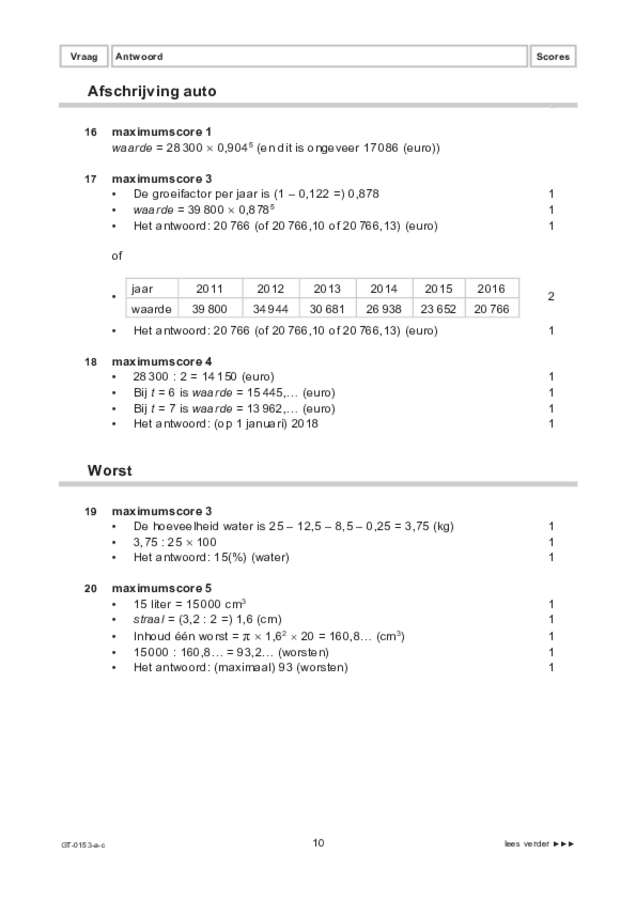 Correctievoorschrift examen VMBO GLTL wiskunde 2022, tijdvak 3. Pagina 10