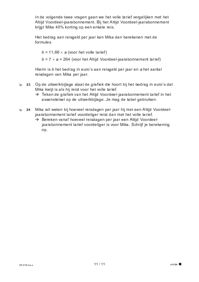 Opgaven examen VMBO GLTL wiskunde 2022, tijdvak 3. Pagina 11