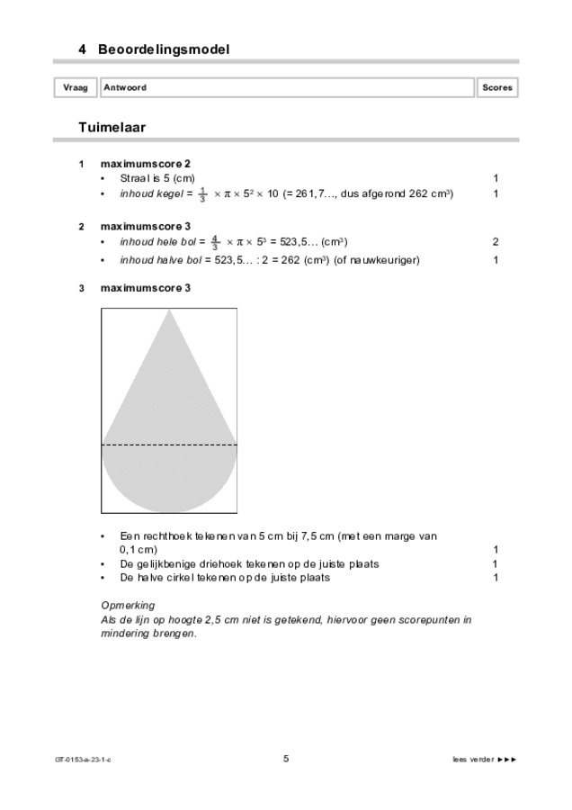 Correctievoorschrift examen VMBO GLTL wiskunde 2023, tijdvak 1. Pagina 5