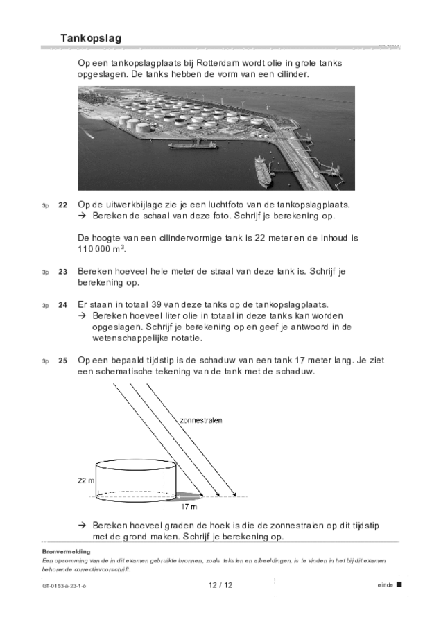 Opgaven examen VMBO GLTL wiskunde 2023, tijdvak 1. Pagina 12