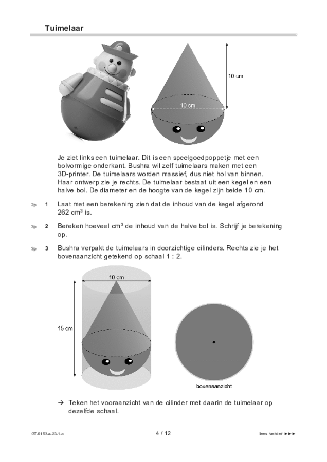 Opgaven examen VMBO GLTL wiskunde 2023, tijdvak 1. Pagina 4