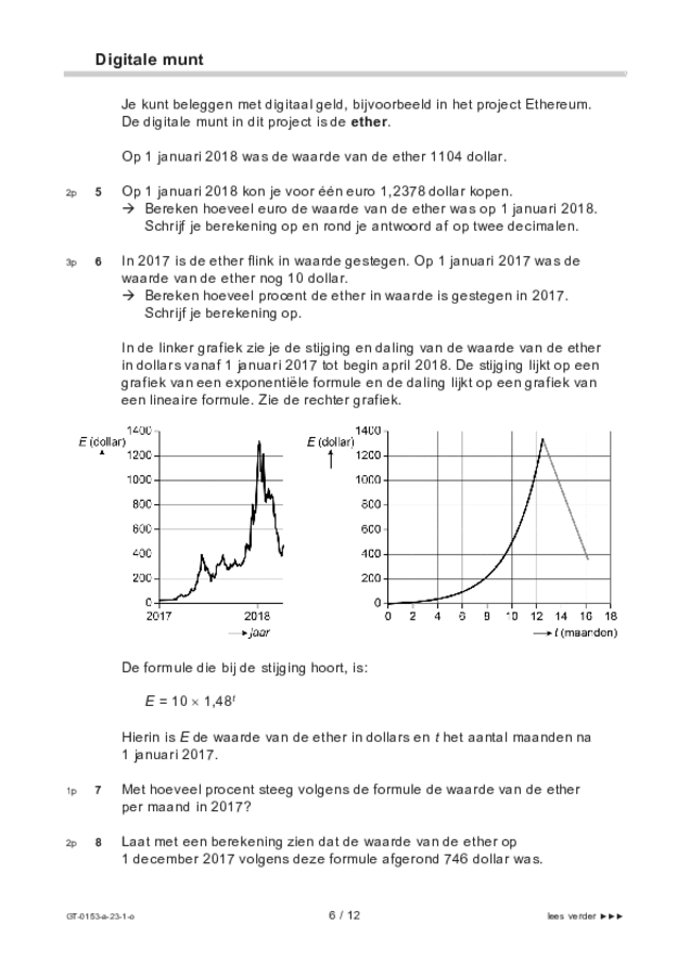 Opgaven examen VMBO GLTL wiskunde 2023, tijdvak 1. Pagina 6