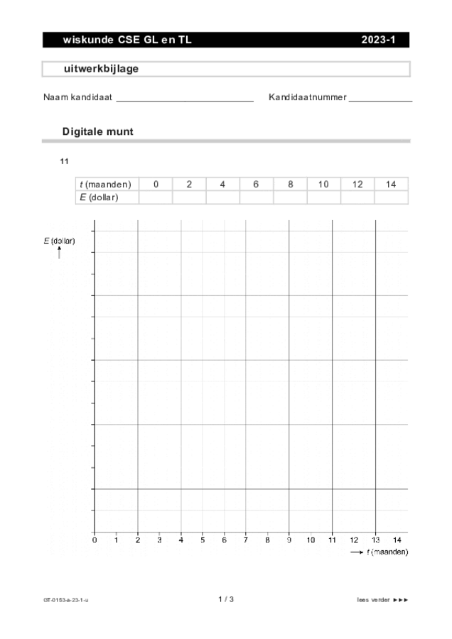 Uitwerkbijlage examen VMBO GLTL wiskunde 2023, tijdvak 1. Pagina 1