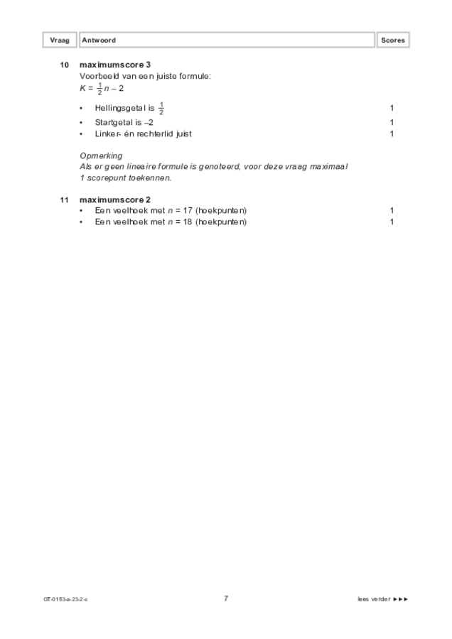 Correctievoorschrift examen VMBO GLTL wiskunde 2023, tijdvak 2. Pagina 7