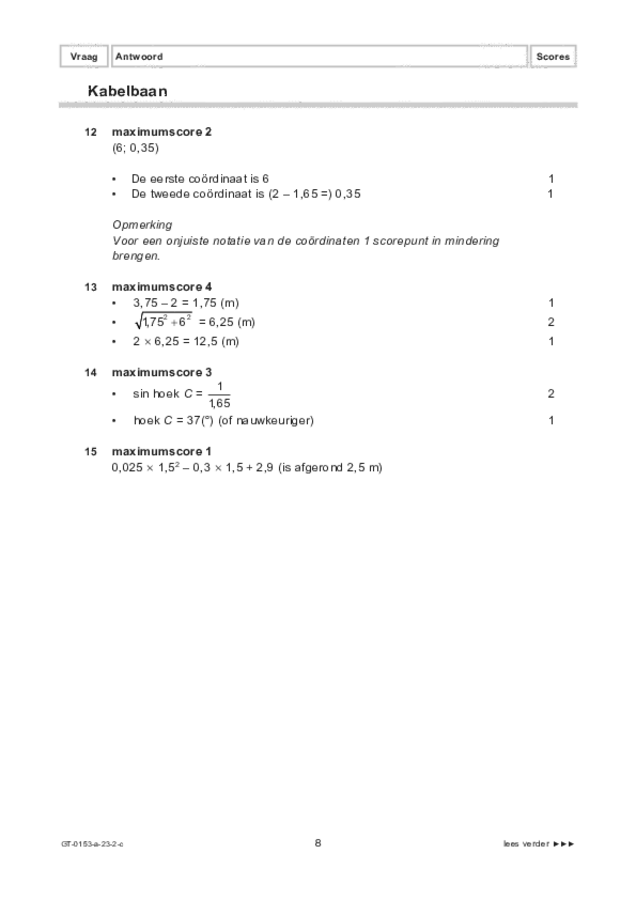 Correctievoorschrift examen VMBO GLTL wiskunde 2023, tijdvak 2. Pagina 8