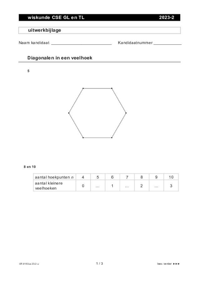 Uitwerkbijlage examen VMBO GLTL wiskunde 2023, tijdvak 2. Pagina 1
