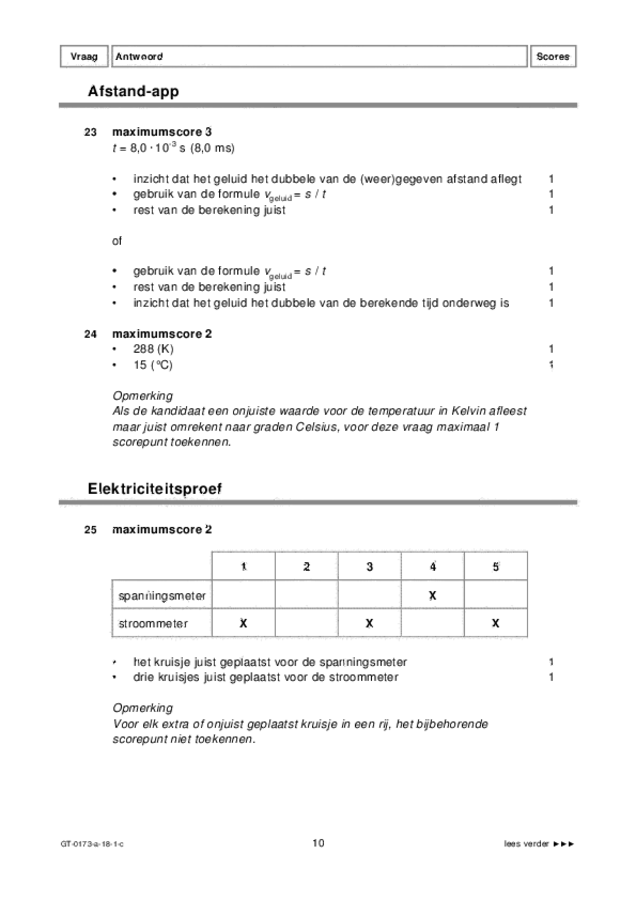 Correctievoorschrift examen VMBO GLTL natuur- en scheikunde 1 2018, tijdvak 1. Pagina 10