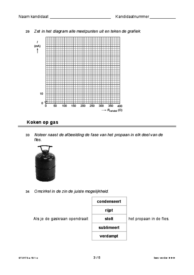 Uitwerkbijlage examen VMBO GLTL natuur- en scheikunde 1 2018, tijdvak 1. Pagina 3