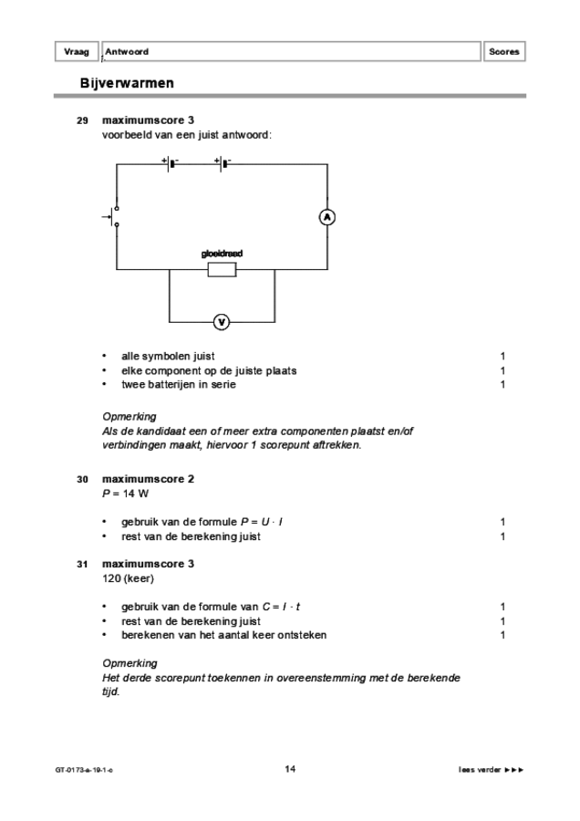 Correctievoorschrift examen VMBO GLTL natuur- en scheikunde 1 2019, tijdvak 1. Pagina 14