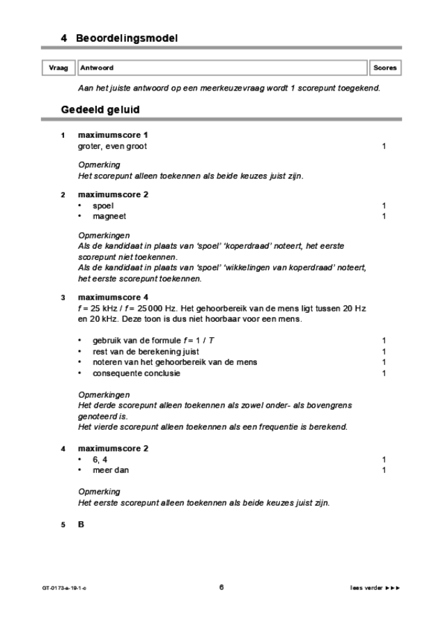 Correctievoorschrift examen VMBO GLTL natuur- en scheikunde 1 2019, tijdvak 1. Pagina 6