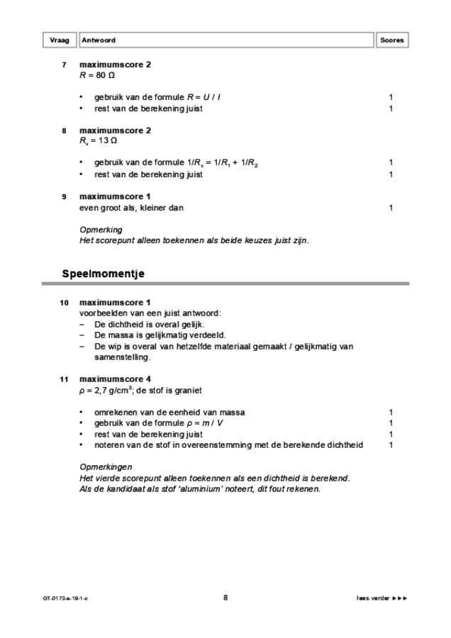 Correctievoorschrift examen VMBO GLTL natuur- en scheikunde 1 2019, tijdvak 1. Pagina 8