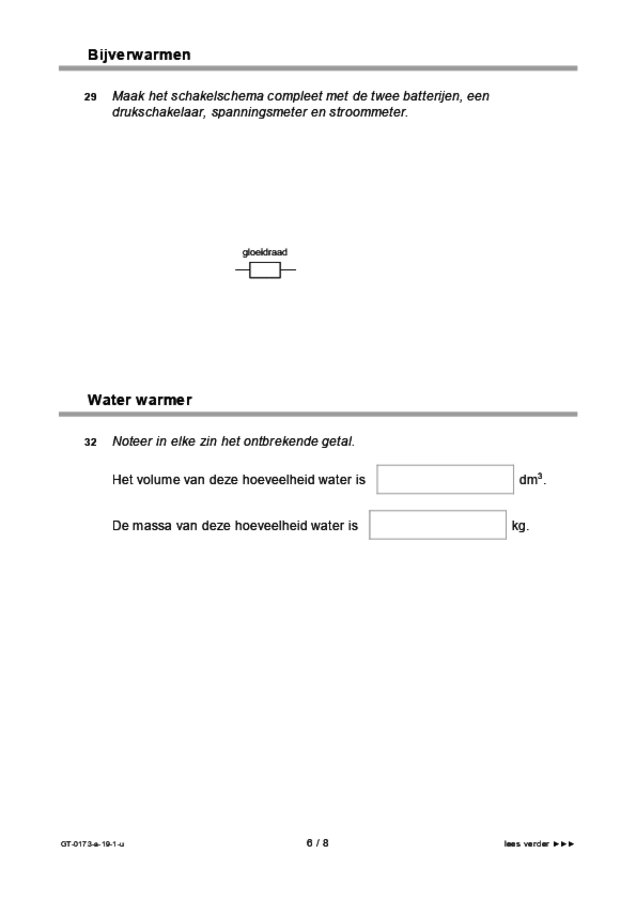 Uitwerkbijlage examen VMBO GLTL natuur- en scheikunde 1 2019, tijdvak 1. Pagina 6
