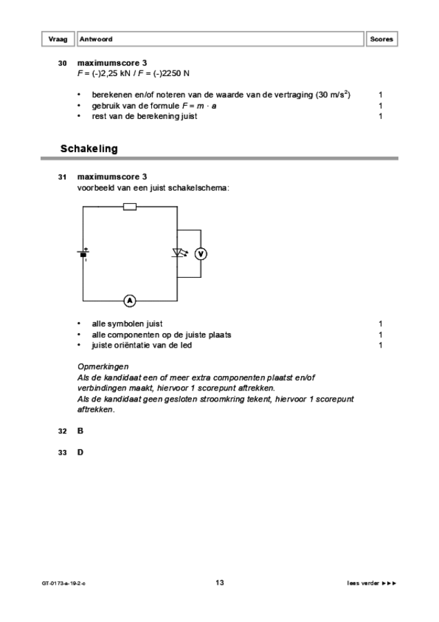 Correctievoorschrift examen VMBO GLTL natuur- en scheikunde 1 2019, tijdvak 2. Pagina 13