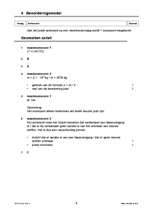 Correctievoorschrift examen VMBO GLTL natuur- en scheikunde 1 2019, tijdvak 2. Pagina 6