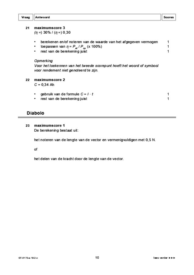 Correctievoorschrift examen VMBO GLTL natuur- en scheikunde 1 2019, tijdvak 2. Pagina 10