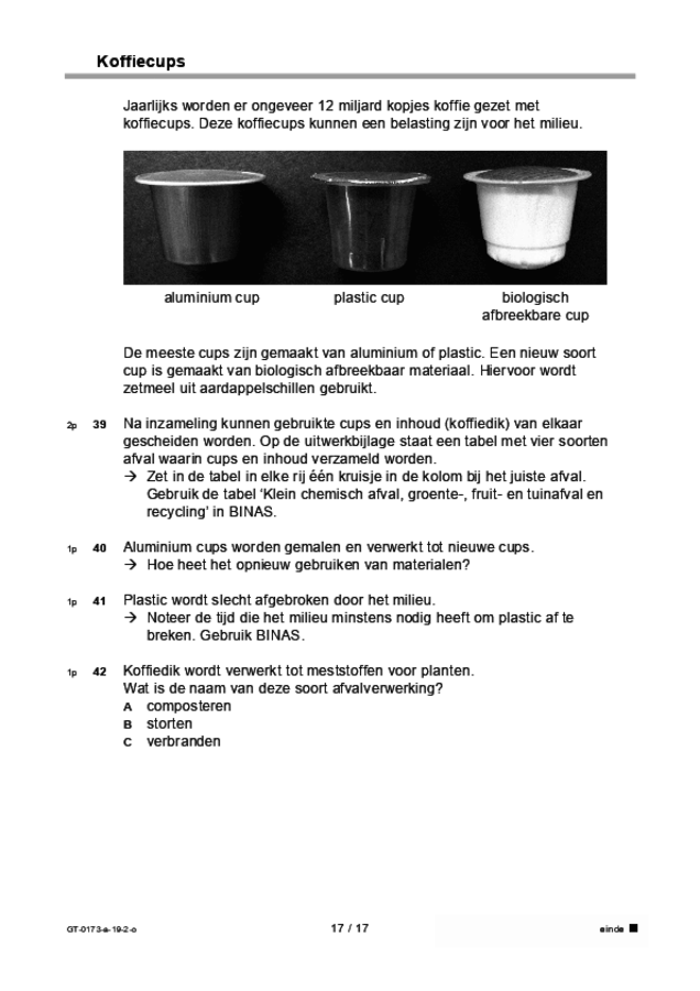 Opgaven examen VMBO GLTL natuur- en scheikunde 1 2019, tijdvak 2. Pagina 17