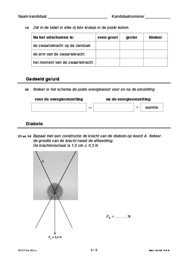 Uitwerkbijlage examen VMBO GLTL natuur- en scheikunde 1 2019, tijdvak 2. Pagina 3