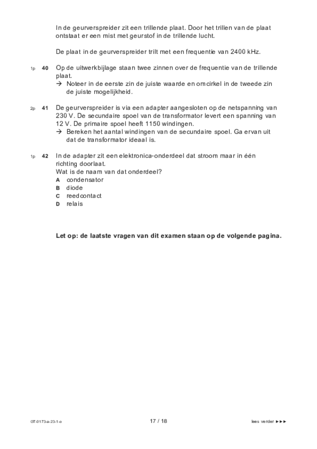 Opgaven examen VMBO GLTL natuur- en scheikunde 1 2023, tijdvak 1. Pagina 17