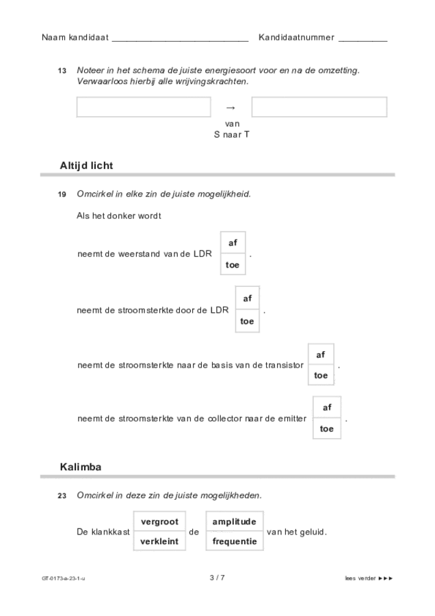 Uitwerkbijlage examen VMBO GLTL natuur- en scheikunde 1 2023, tijdvak 1. Pagina 3