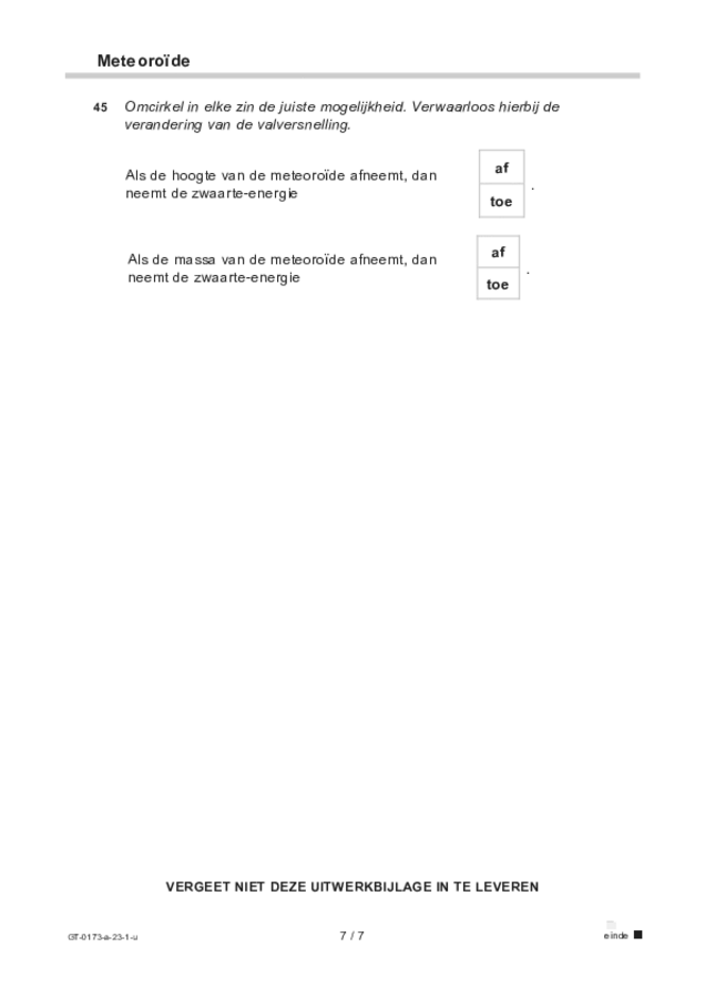 Uitwerkbijlage examen VMBO GLTL natuur- en scheikunde 1 2023, tijdvak 1. Pagina 7