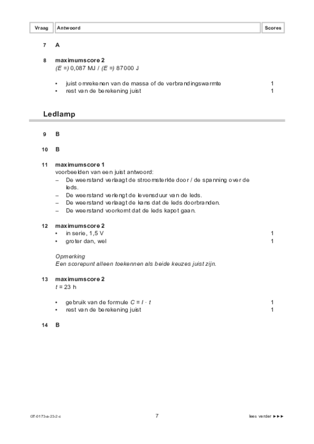 Correctievoorschrift examen VMBO GLTL natuur- en scheikunde 1 2023, tijdvak 2. Pagina 7