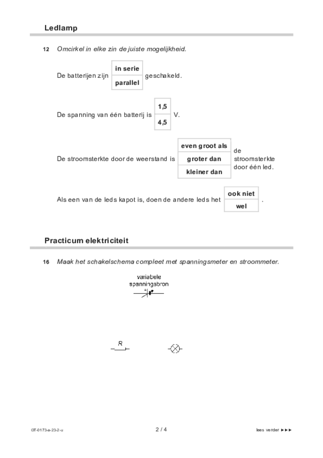 Uitwerkbijlage examen VMBO GLTL natuur- en scheikunde 1 2023, tijdvak 2. Pagina 2