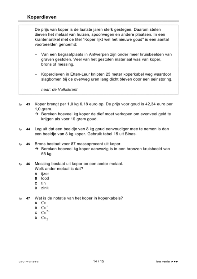 Opgaven examen VMBO GLTL natuur- en scheikunde 2 2013, tijdvak 1. Pagina 14