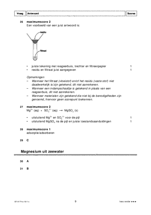 Correctievoorschrift examen VMBO GLTL natuur- en scheikunde 2 2018, tijdvak 1. Pagina 9