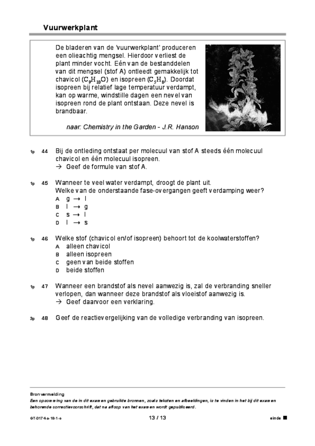 Opgaven examen VMBO GLTL natuur- en scheikunde 2 2018, tijdvak 1. Pagina 13