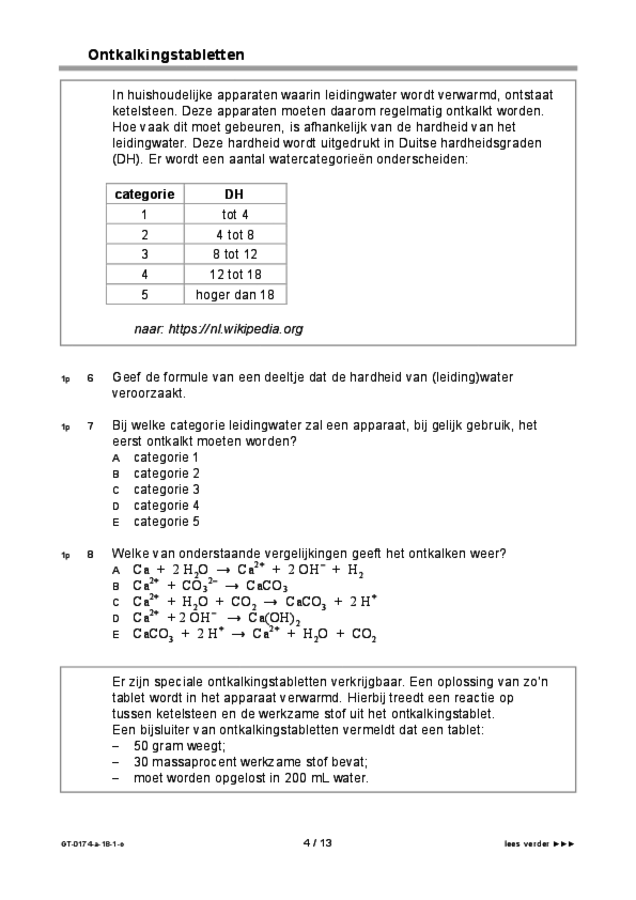 Opgaven examen VMBO GLTL natuur- en scheikunde 2 2018, tijdvak 1. Pagina 4