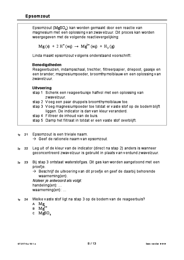 Opgaven examen VMBO GLTL natuur- en scheikunde 2 2018, tijdvak 1. Pagina 8