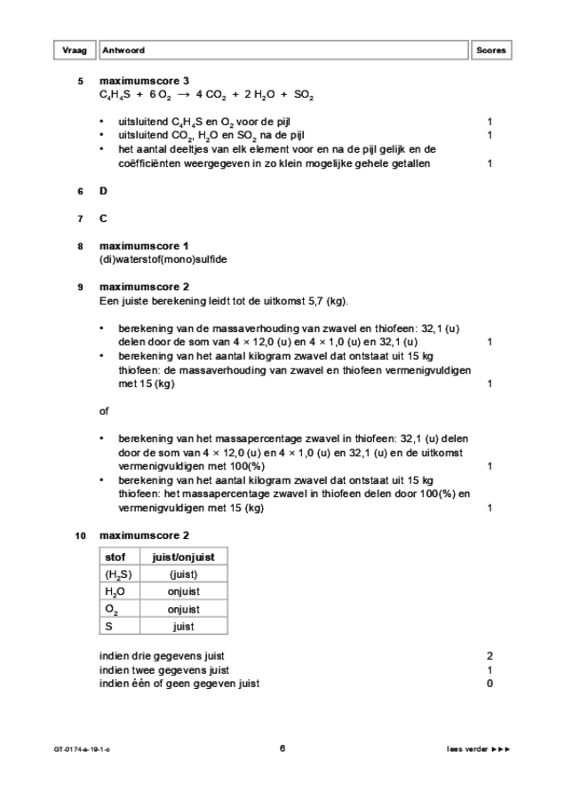 Correctievoorschrift examen VMBO GLTL natuur- en scheikunde 2 2019, tijdvak 1. Pagina 6