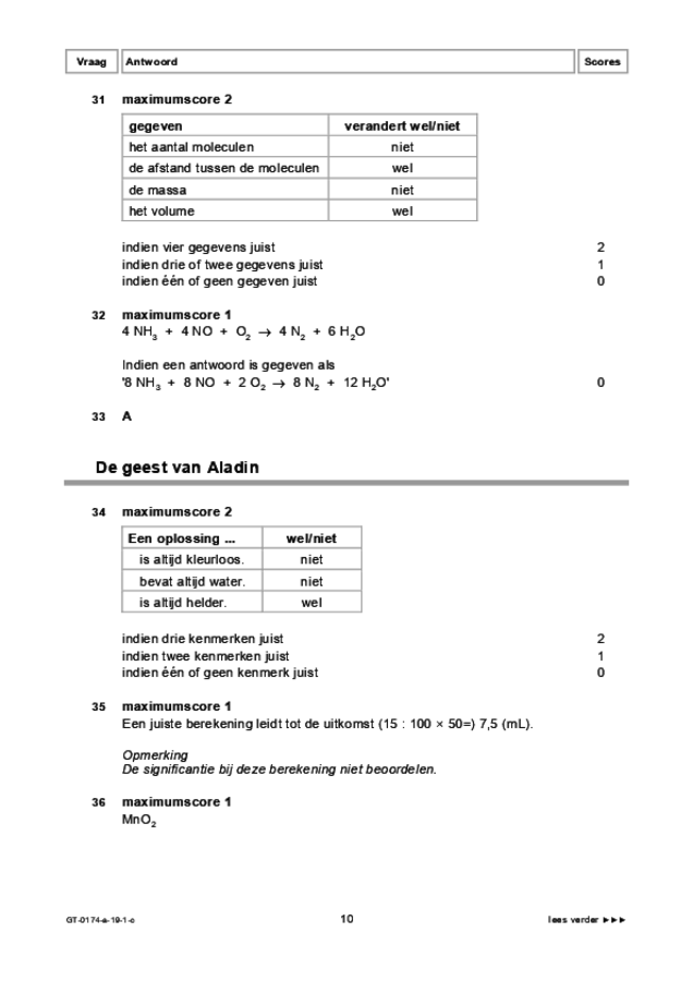 Correctievoorschrift examen VMBO GLTL natuur- en scheikunde 2 2019, tijdvak 1. Pagina 10