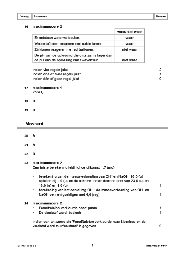 Correctievoorschrift examen VMBO GLTL natuur- en scheikunde 2 2019, tijdvak 2. Pagina 7