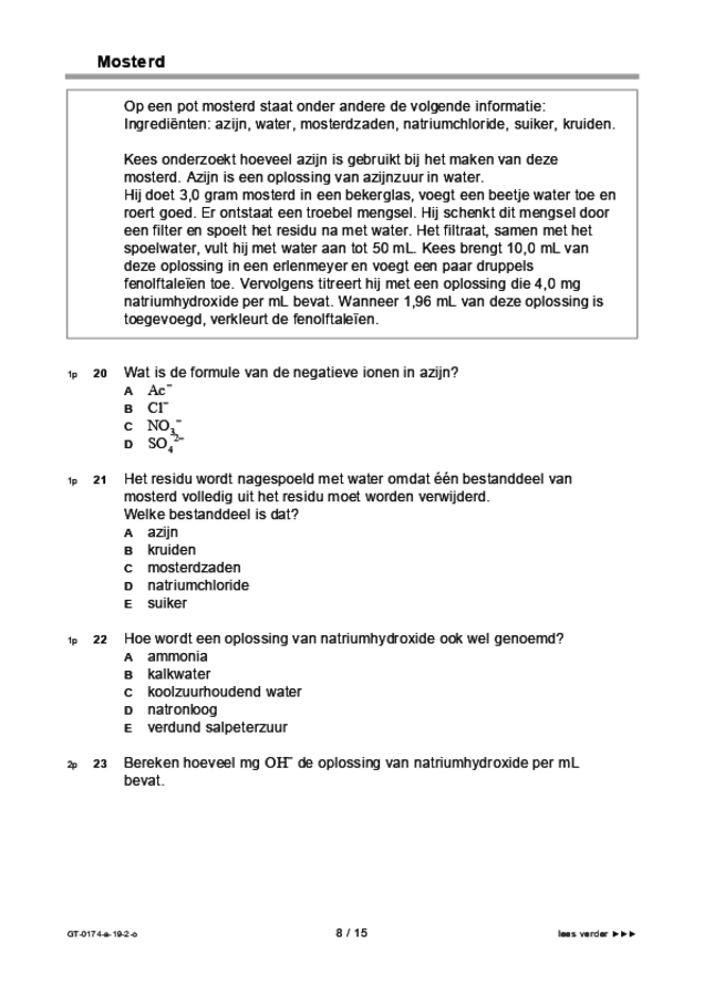 Opgaven examen VMBO GLTL natuur- en scheikunde 2 2019, tijdvak 2. Pagina 8