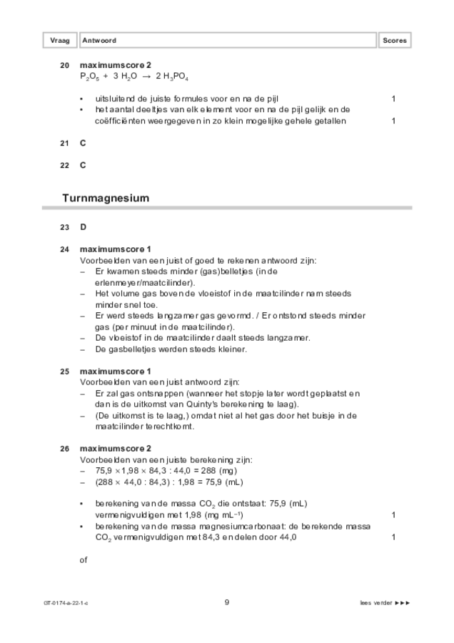 Correctievoorschrift examen VMBO GLTL natuur- en scheikunde 2 2022, tijdvak 1. Pagina 9