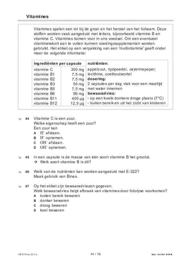 Opgaven examen VMBO GLTL natuur- en scheikunde 2 2022, tijdvak 1. Pagina 14