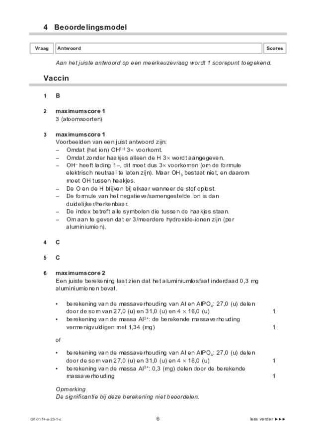 Correctievoorschrift examen VMBO GLTL natuur- en scheikunde 2 2023, tijdvak 1. Pagina 6