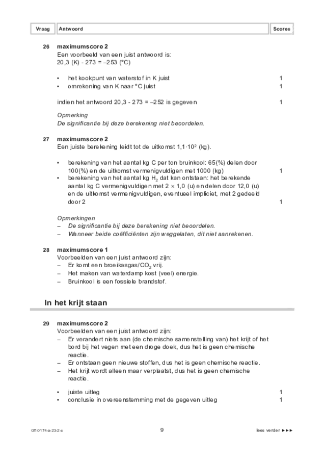 Correctievoorschrift examen VMBO GLTL natuur- en scheikunde 2 2023, tijdvak 2. Pagina 9